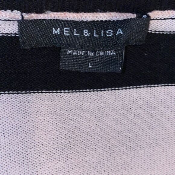 MEL&LISA Light Pink w Black Stripes Cotton Sweater - Picture 4 of 5
